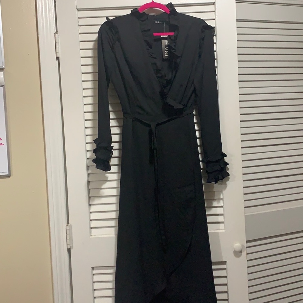 NWT Black wrap dress, size large.